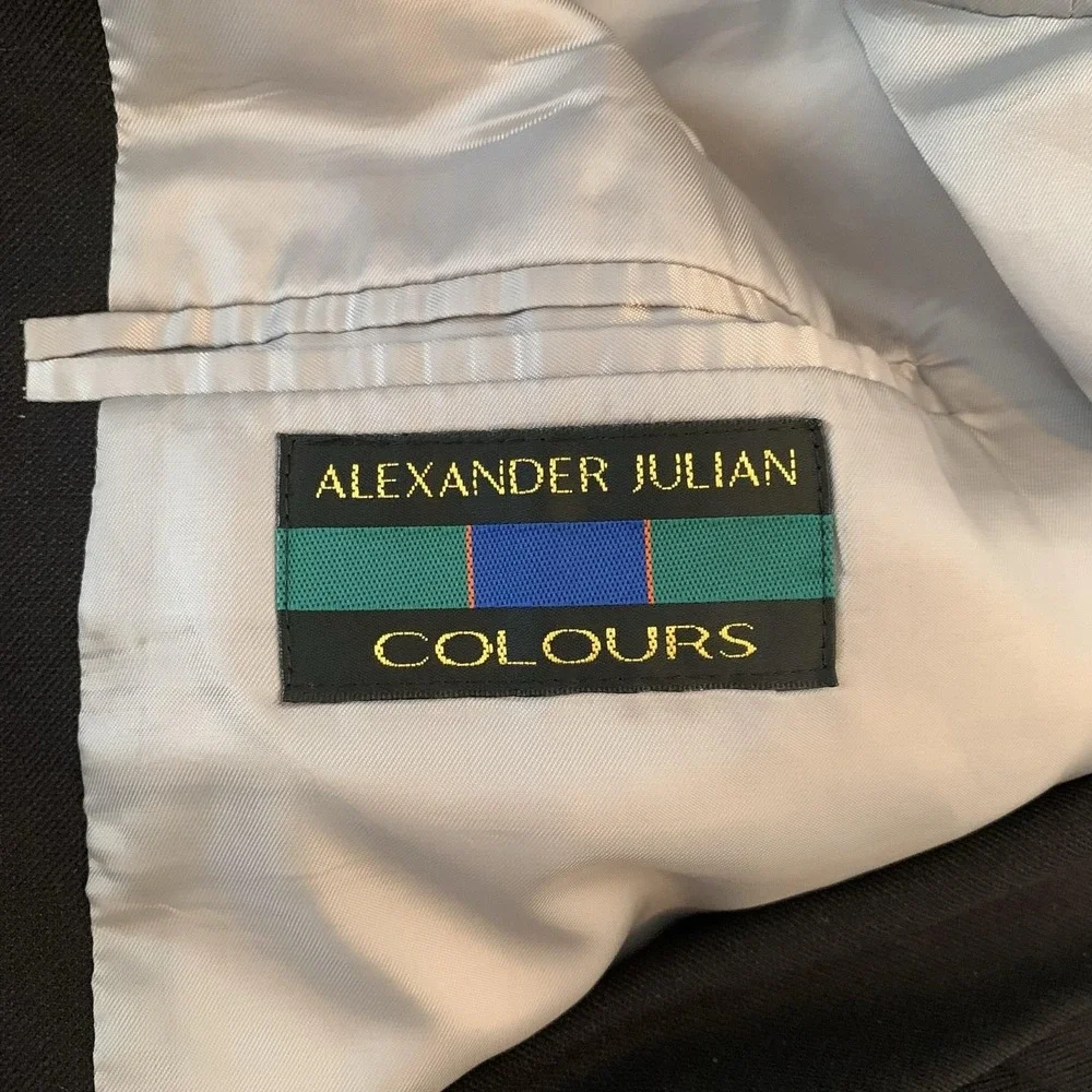 Alexander Julian Colours Blazer Mens 40 Black Two Button Notch Lapel Jacket